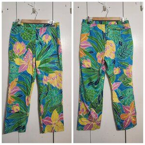 Lauren Ralph Lauren Floral Tropical Print Pants Size 10 Cropped Beach Tiki